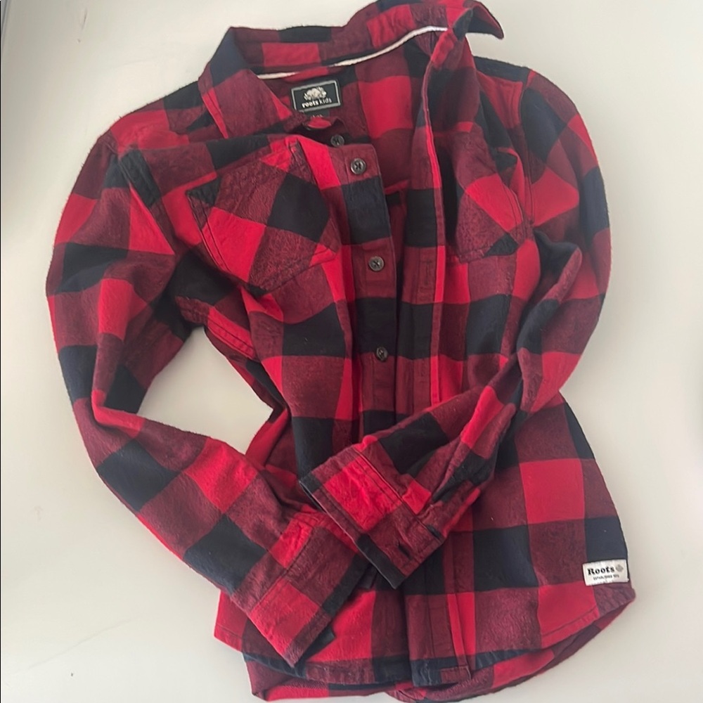 Kids Red and Black Checkered Shirt Roots